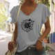 thumbnail image 3 of Camiseta informal para mujer, blusa estampada con volantes, manga corta, cuello en V, Tops Fridja  ghk6784, 3 of 5