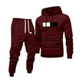 thumbnail image 2 of PARIS DREAM MAKER Men's Winter 2-Piece Casual Set, Printed Hooded Sweatshirt and Sweatpants, Sportswear Lounge Outfit For Street Style and Daily Use,Wine,L, 2 of 5