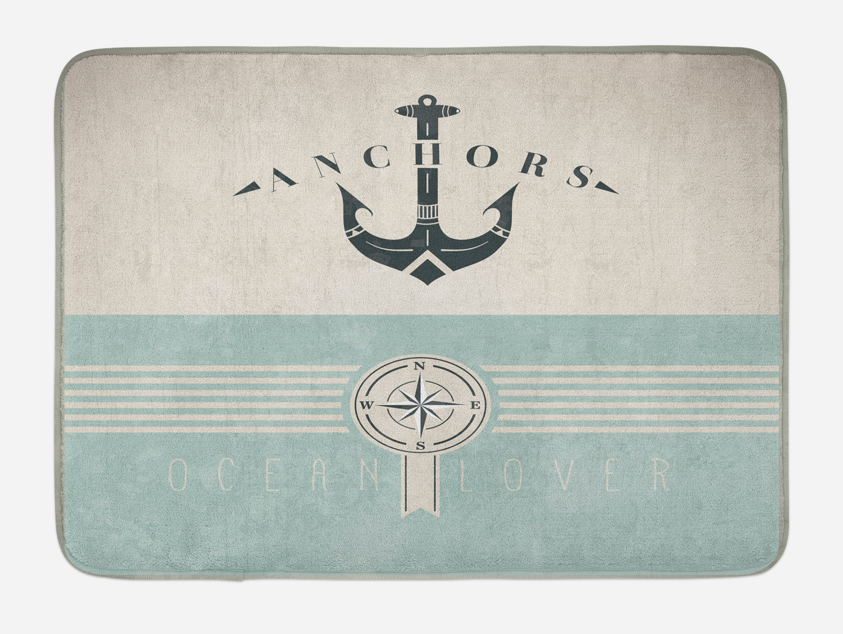 Nautical Bath Mat, Vintage Marine Design for Ocean Lovers Anchor Figure