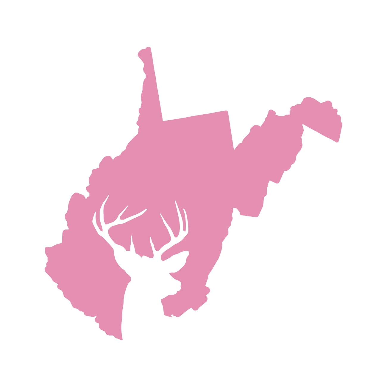 West Virginia Pink WV Decal Sticker - 3", 4", 6", 12" Sizes - Car, Laptop, Window, Fan Decal For Mountaineers Support