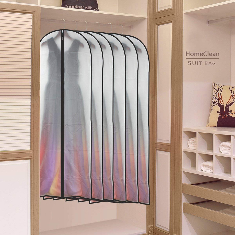 Naierhg 3Pcs Clear Garment Clothes Dust Cover Wardrobe Coat Suit Anti-dust Hanging Bag Black