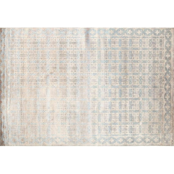 Ahgly Company Machine Washable Indoor Rectangle Contemporary Pale Silver Gray Area Rugs, 8' x 10'
