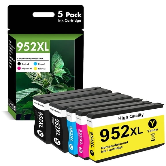 952 952XL Ink Cartridges Compatible for HP 952XL 952 5 Pack for OfficeJet Pro 8710 7740 8720 8210 8715 8702 7720 8730 8740 8216 8725 8700 (2 x Black, Cyan, Magenta, Yellow)