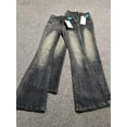 thumbnail image 2 of Pantalones acampanados de mezclilla lavados de gran tamaño para mujer Primavera Verano cintura alta pantalones vaqueros ajustados negros grises pantalones largos Vintage de estilo americano, 2 of 5
