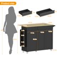 thumbnail image 4 of Rolling Kitchen Island with Drop Leaf, Kitchen Island Cart with Trash Storage Cabinet, Kitchen Rolling Island with Power Outlet, Spice Rack & Towel Rack, Knife Holder, 4 of 6