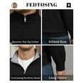 thumbnail image 5 of FEDTOSING Quarter Zip Pullover Sweater Men Vintage Fall V Neck Long Sleeve Polo Fleece Jacket, 5 of 7