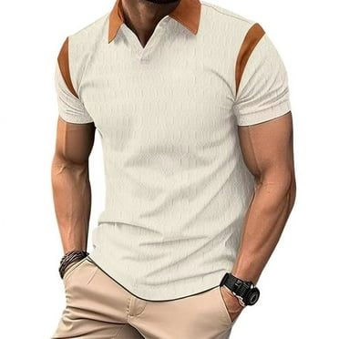 Slim polo shirt men's jacquard color matching lapel men's short sleeves