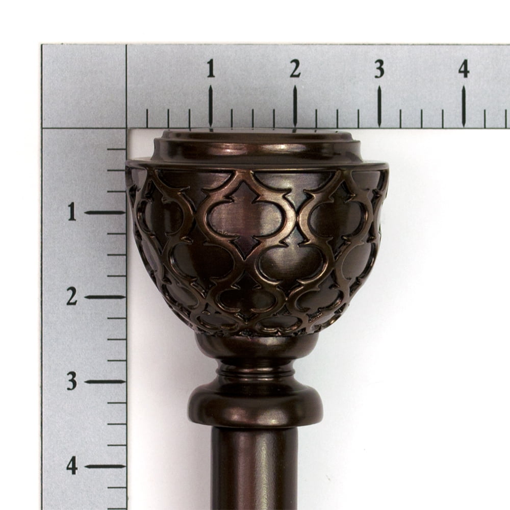 Lumino 1" Bronze Orleans Urn Adjustable Single Curtain Rod Set, 42"-120"
