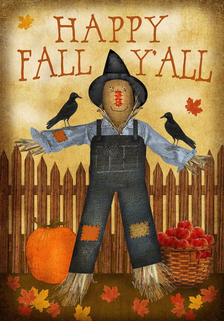 Happy fall Y’All scarecrow Garden Flag 