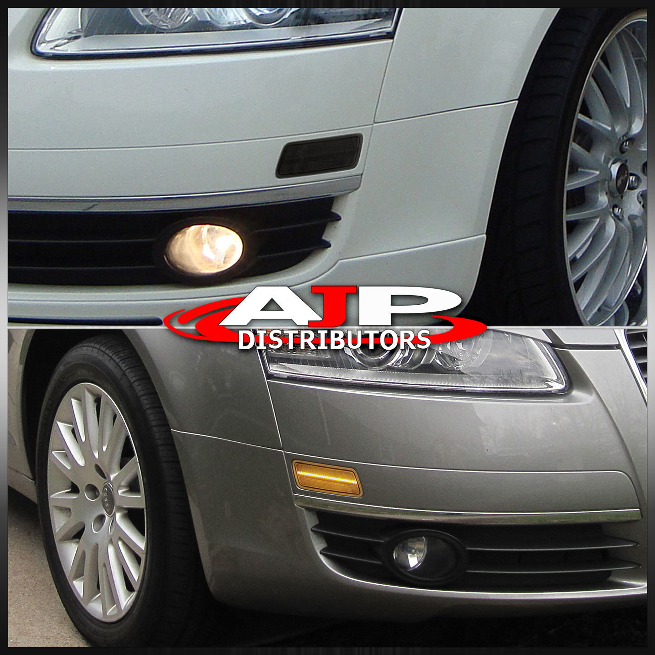 SportCarTuning LED Front Bumper Side Marker Lights For Audi A6 C6 2005-2011 – Amber, Clear Lens, DOT/SAE/E4