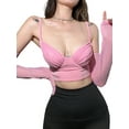 thumbnail image 5 of Women´s Tank Tops, Solid Color Spaghetti V Neck Crop Vest with Half Sleeve Base Shirt for Women Teens, 5 of 10