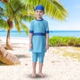 thumbnail image 4 of Traje de baño musulmán para niñas de nacionalidad Hui Traje de baño dividido para niños conservadores (Azure 100), 4 of 5