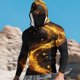 thumbnail image 1 of Ceisia Golden Fluid Galaxy Print Hooded Top Men's Slim Fit Long Sleeve UV Protective Face Mask Shirt Yellow S Gifts, 1 of 5