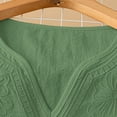 thumbnail image 4 of Dvprdro Womens 3/4 Sleeve V Neck Tops Embroidered Cotton Linen Blouses Vacation Going Out Tops Green XL, 4 of 9