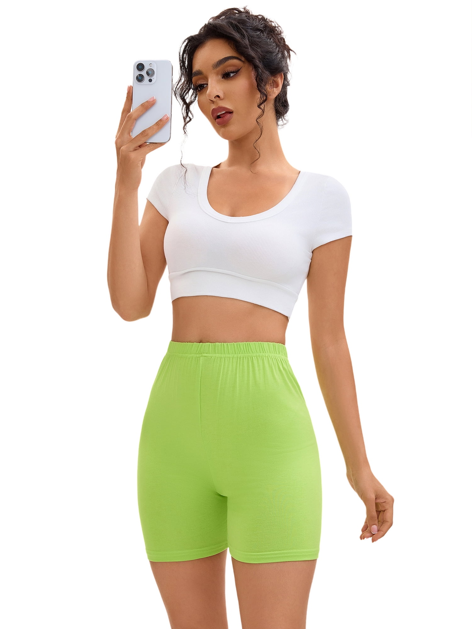 DARING DIVA Women's Mid-Thigh Boxer Underwear Full Coverage Boyshorts L Green