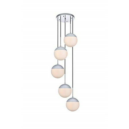 

Living District Eclipse 5 Lights Pendant Ceiling Light with Frosted White Glass - Chrome