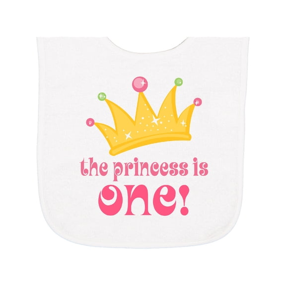 Inktastic Cute Princess is One 1st Birthday Baby Terry Cloth Bib