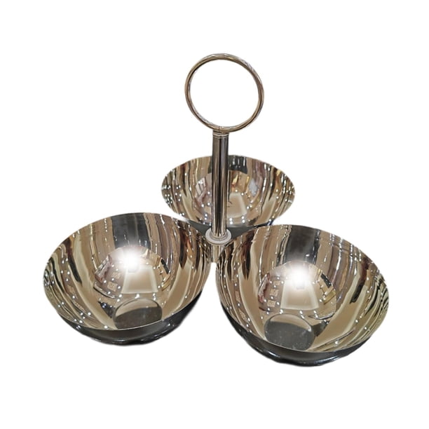 Cuencos decorativos en racimo, 3 en 1, cuencos de acero inoxidable para aperitivos, decorativos y conectados Mango de anillos