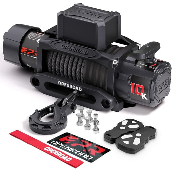 Openroad 10000 Lb Electric Recovery Towing Winch, 12V, Synthetic Rope, Fits Jeep, SUV, Truck, with 2 Wireless Controllers