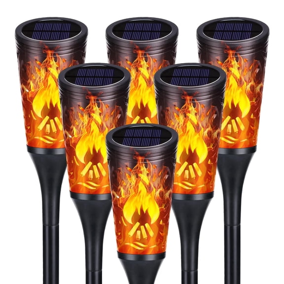 Toodour Solar Lights Outdoor, 6 Pack Solar Torch Lights with Flickering Flame, IP65 Waterproof Landscape Lighting for Garden Yard Lawn Pathway Patio Decorations