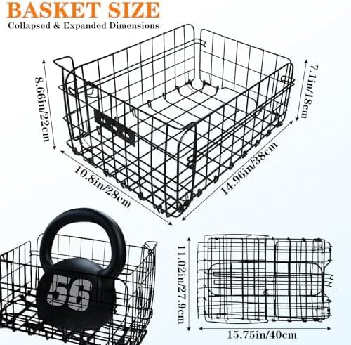 Universal Folding Bike Basket with PU Liner Bag – Waterproof Cover &  Net | Front/Rear Mount Bicycle Basket for Adults – Rear Bike Basket for Groceries, Pets, and More