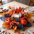 thumbnail image 2 of DefiDgd Faux Pumpkin Maple Leaf Candle Ring Wreath,Fall Decorative Floral Candle Holder Ring for Thanksgiving Halloween Dining Table Centerpiece Mantel Farmhouse Home Party Decor(E), 2 of 8