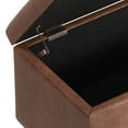 thumbnail image 5 of Cosmopolitan 34 inch Wide Storage Ottoman in Distressed Saddle Brown Vegan Leather, 5 of 6