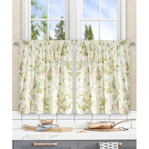 Ellis Curtain Abigail Design Printed Room Darkening Window Rod Pocket Pair Set With 2 Tiers - 2-Piece - 56x24", Multi