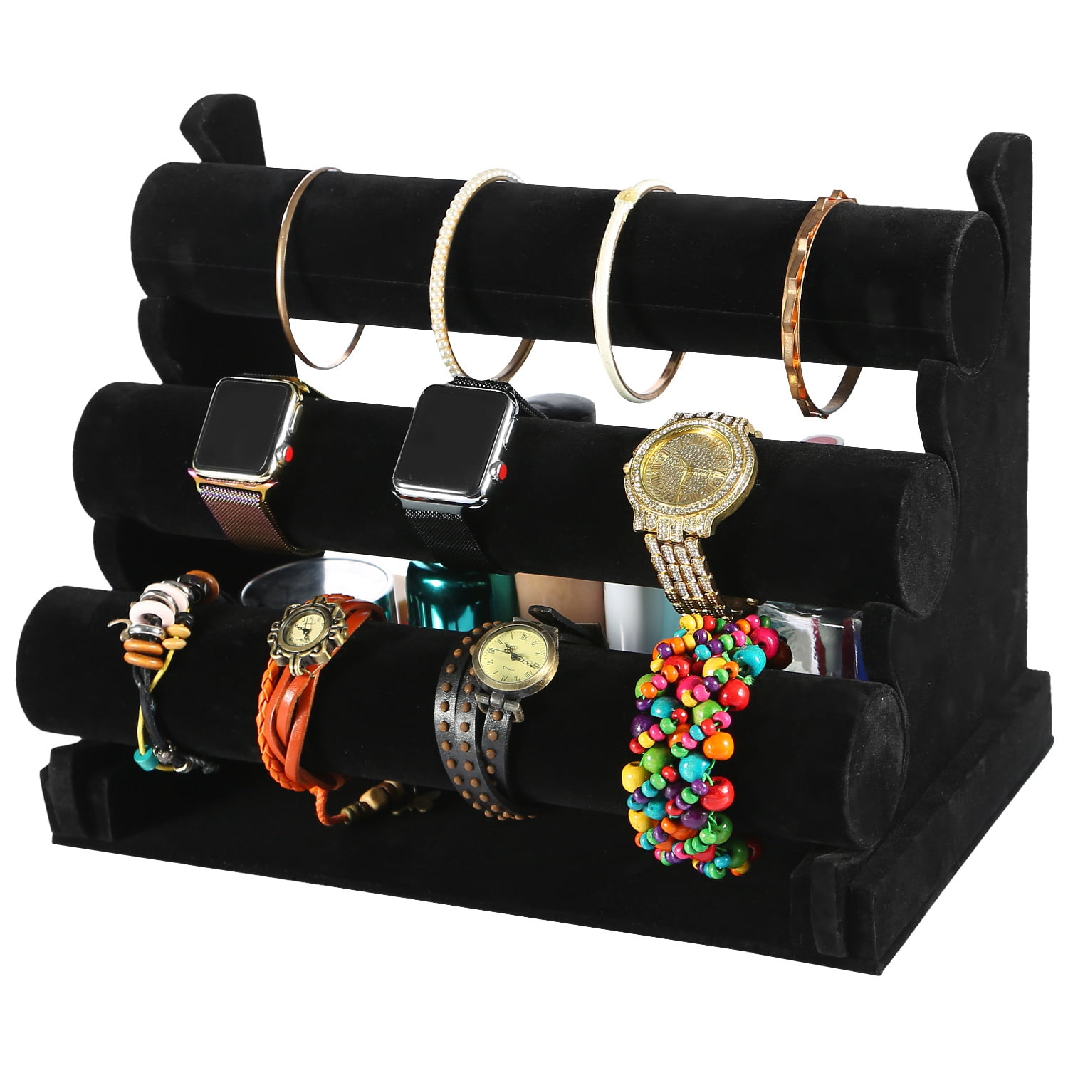 Bracelet Display Stand Earring Necklace 3 Tier 24 Pair Black Jewelry Organizer 