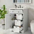 thumbnail image 4 of Vabches 24" W Bathroom Vanity with Sink, Farmhouse Bathroom Storage Cabinet with 4 Drawers and Barn Door, Flip Drawers, White, 4 of 9