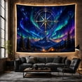 thumbnail image 6 of Golden Compass in Starry Mountain Campsite, Dreamy Celestial for Astronomy Fans, Mystical Night Art Decor, Housewarming Gift Tapestry Wall Hanging for Bedroom and Den, 6 of 7
