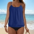 thumbnail image 2 of zaveiop Tankini Swimsuits for Women Blouson Swim Tops with Bikini Bottoms Athletic Two Piece Bathing Suits Double Up Swimwear (Navy11, XL), 2 of 7