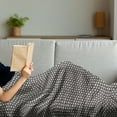 thumbnail image 3 of Retro Soft Flannel Fleece Throw Blanket, Abstract Geometrical Extraordinary Symmetric Shape Pattern Image, Cozy Plush for Indoor and Outdoor Use, 60" x 80", Eggshell Dark Taupe Grey, by Ambesonne, 3 of 5