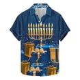 thumbnail image 2 of Bzhegqhd Men's Fashion Casual Hanukkah Printed Shirt Short Sleeve Button Up Short Sleeve Lapel Shirt, 2 of 5