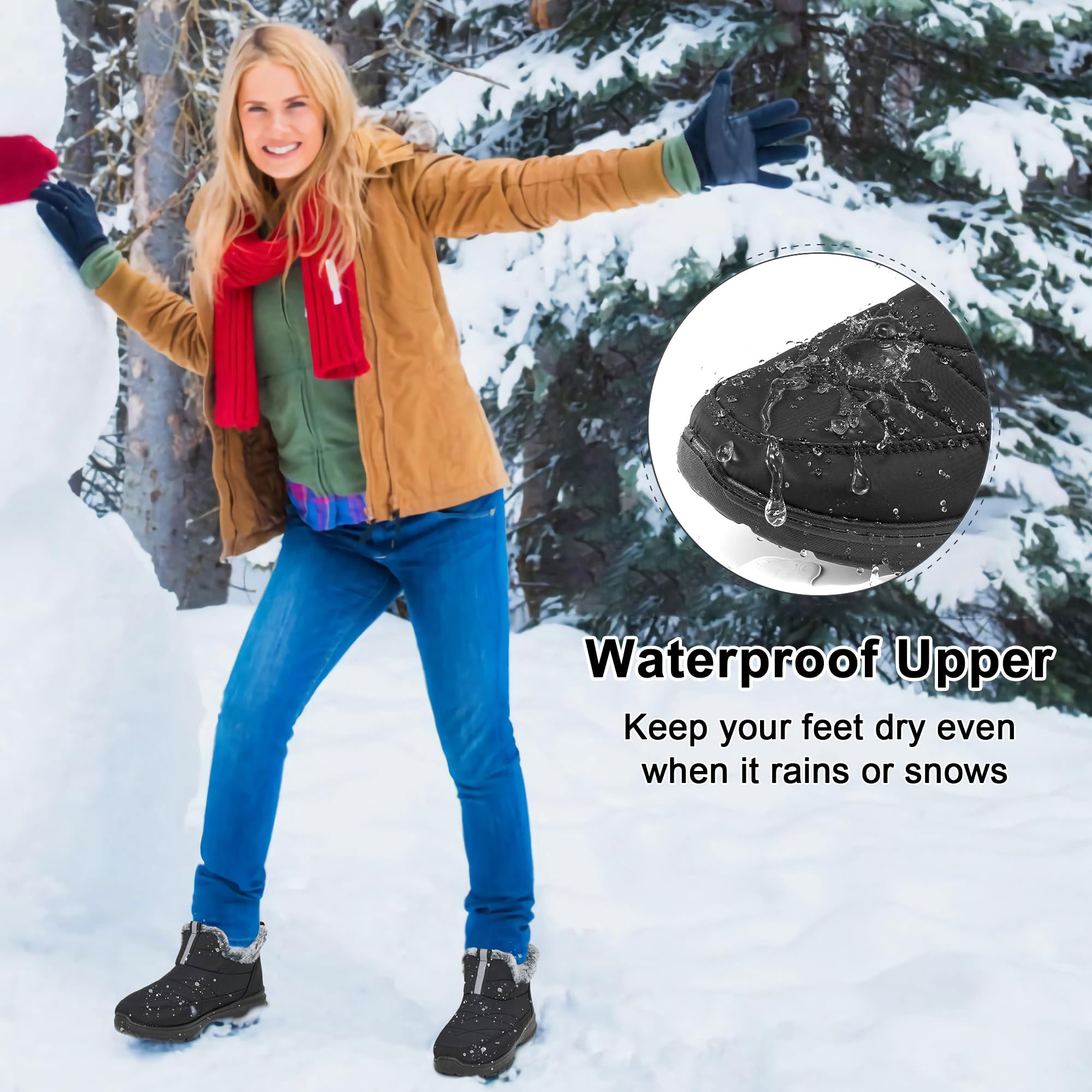 Ecetana Women's Waterproof Slip-On Snow Ankle Boots photo 2