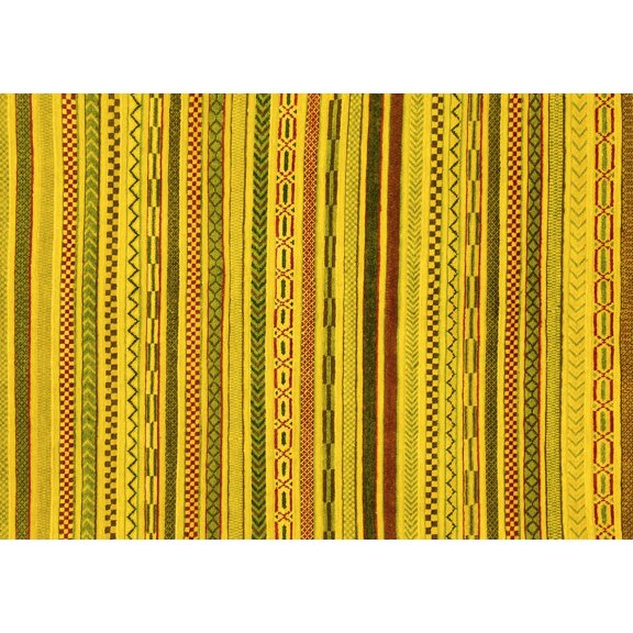 Ahgly Company Indoor Rectangle Abstract Yellow Modern Area Rugs, 6' x 9'