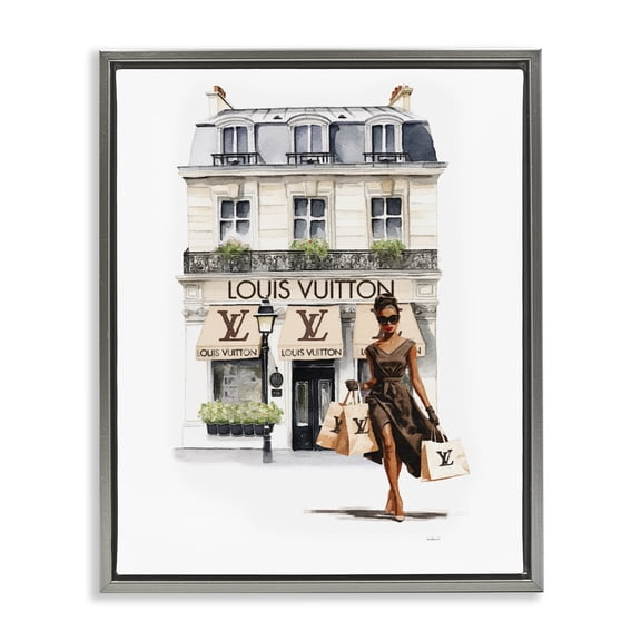 Stupell Industries Art Deco Shopping Glam Storefront Gray Floating Frame Canvas Art, 17 x 21, by Amanda Greenwood