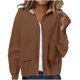 thumbnail image 2 of Chaquetas y abrigos casuales con capucha y manga larga para mujer, chaqueta de pana con capucha de color liso, blusa informal de manga larga con cremallera para mujer, 2 of 6