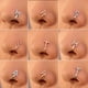 thumbnail image 1 of Perno de nariz sin perforaciones con incrustaciones de cobre y letra de circonita en forma de U, clip para la nariz, anillo para la nariz, joyería para piercing, 1 of 5