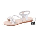 thumbnail image 4 of YLOMAY Women’s Sandals Flat Sandals with Straps Roman Sandals Casual Bohemian Style Flowers Shoes Summer Beach Vacation Sandals Silver 7.5, 4 of 6