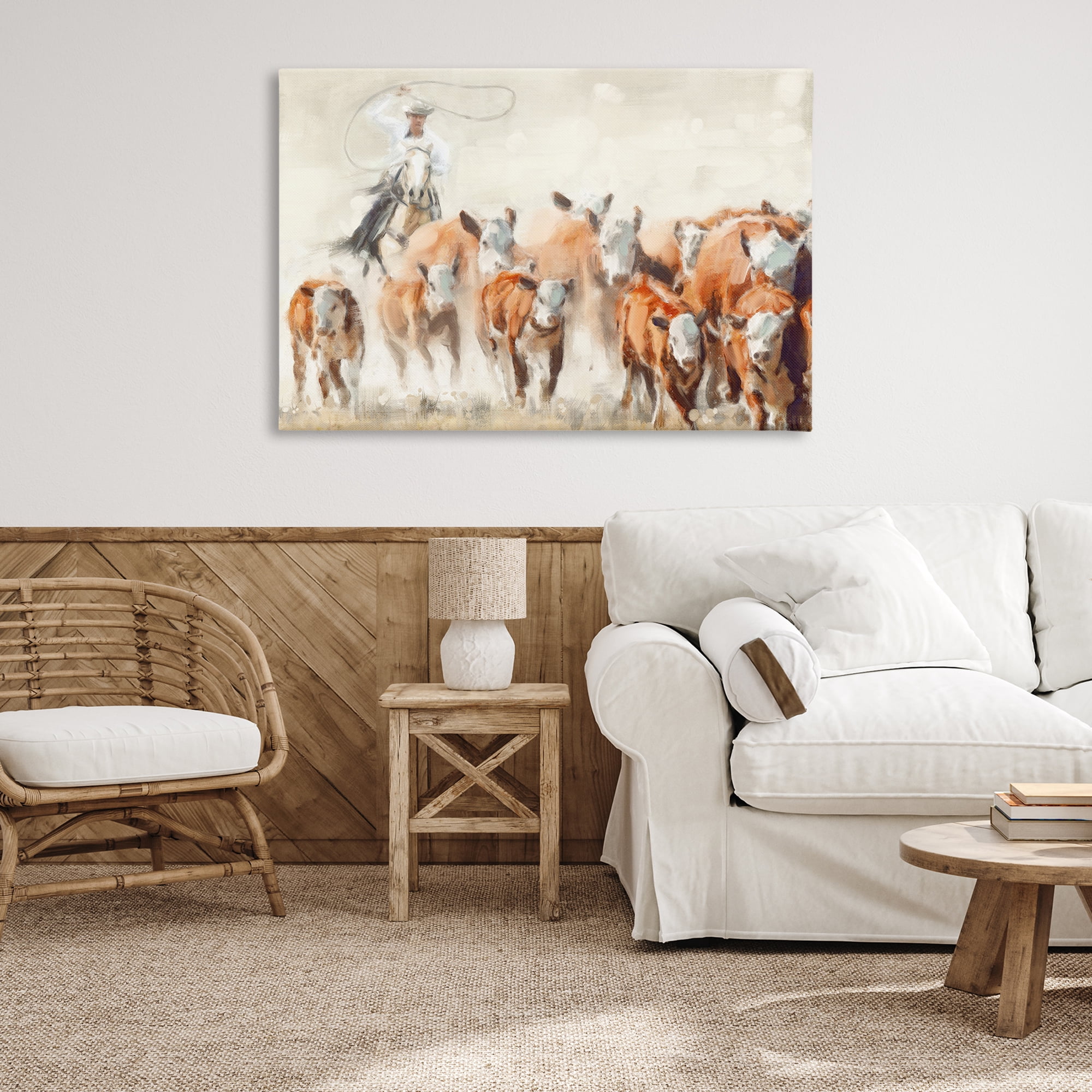 Stupell Industries Equestrian Round Up Animals & Insects Painting Gallery Wrapped Canvas Art Print Wall Art, 45 x 30
