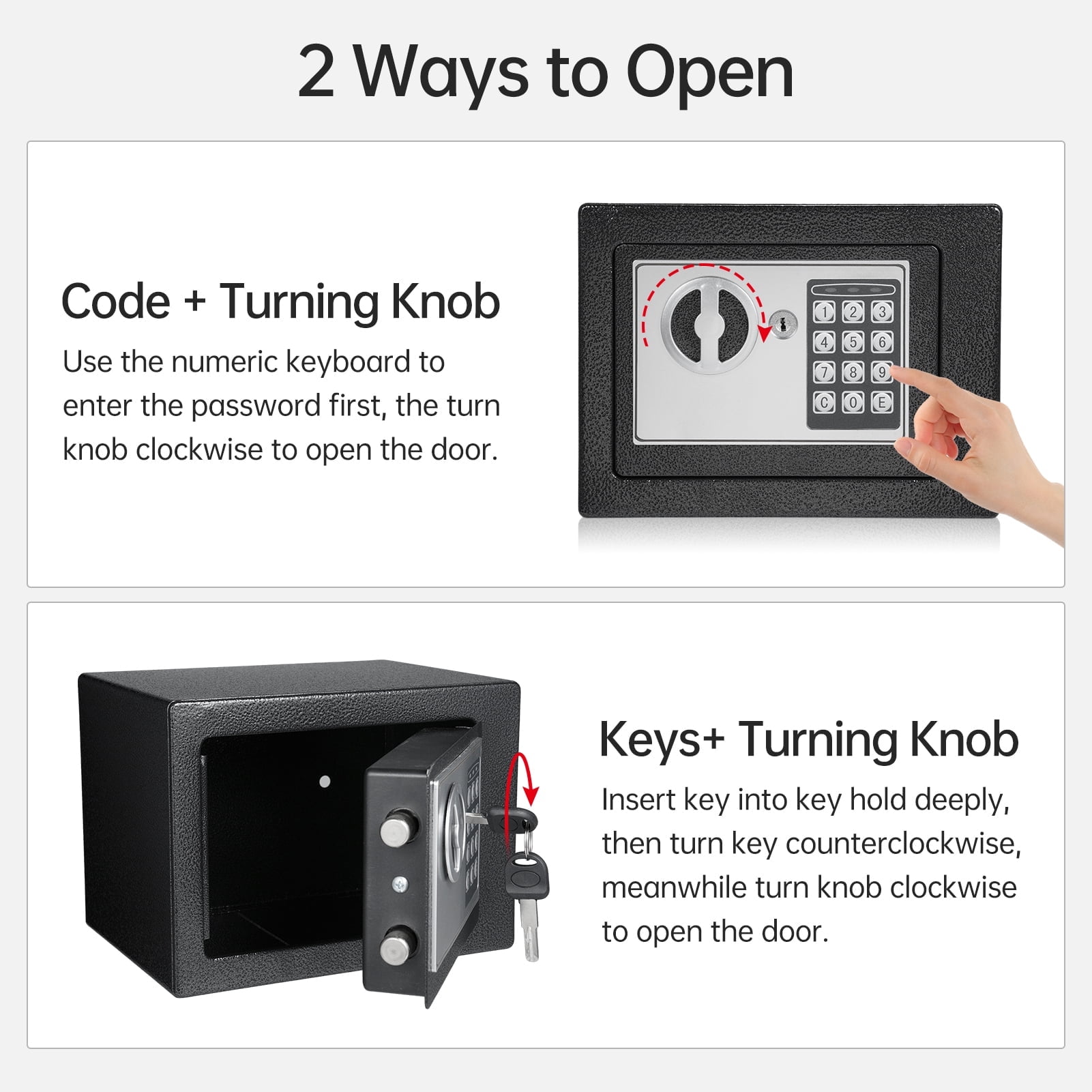 Bisofice Home Safe with Keypad, Fireproof & Waterproof Bag, and Spare Keys for Documents, Money, and Valuables,  8.8 in. x 6.4 in. x 6.6 in.