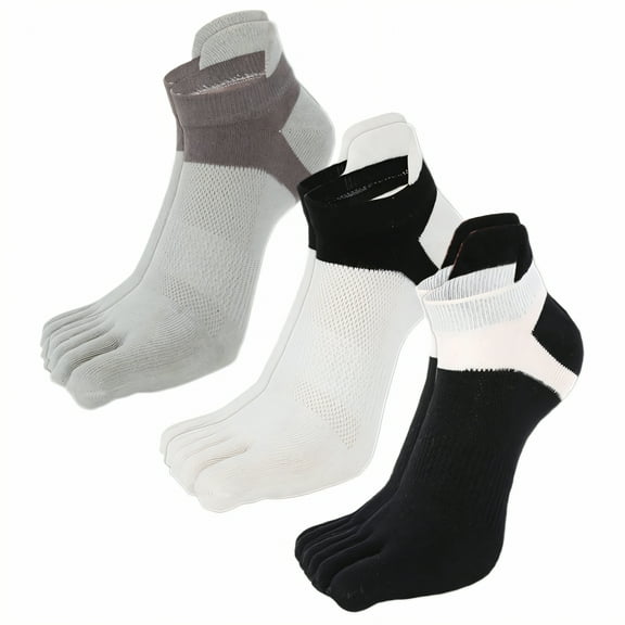 TELOLY 3Pairs Toe Socks,Summer Lightweight Short Socks for Women,Solid Color Mens No Show Socks,Combination1