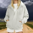 thumbnail image 2 of Wutalume Women's Fashionable Thickened Hooded Outdoor Hiking Jacket Solid-Colour Windbreaker Outerwear, Lightweight and Durable, Perfect for Adventure and Daily Use,White XL, 2 of 5