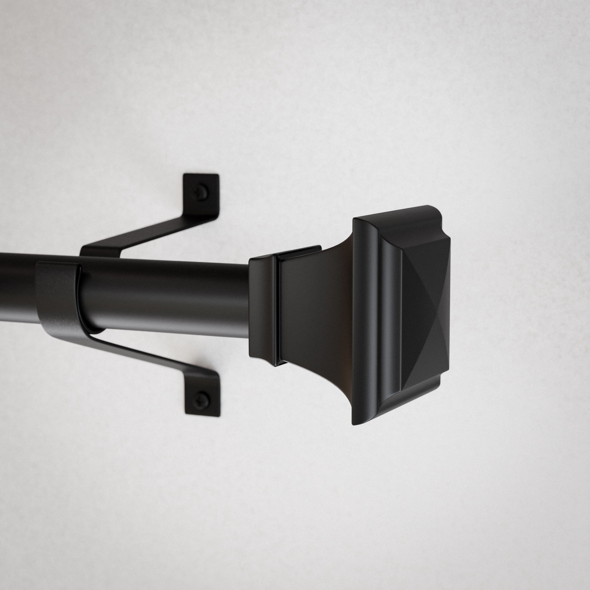 Mainstays 1" Black Square Adjustable Single Curtain Rod Set, 30-84"