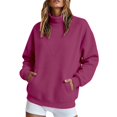 thumbnail image 4 of GZWYHT Mockneck Sweatshirt Pullover Sweaters for Women Fashion Clothing Plus Size Mock Neck Sweatshirt Cute Clothes Fall Clothes Plain Mock Neck Sweatshirt Cowl Neck Tops Red 2XL, 4 of 8