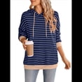 thumbnail image 2 of Sudadera con Capucha A Rayas para Mujer, Estilo Adolescente, para Otoño. Azul Vaquero S, 2 of 10