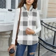 thumbnail image 6 of Dasayo Fleece Women Vest Winter Gray Soft Plaid Zip up Comfy Vest Women's Jackets S, 6 of 9
