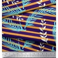 thumbnail image 2 of Soimoi Purple Japan Crepe Satin Fabric Stripe & Palm Leaves Print Fabric by Yard 44 Inch Wide, 2 of 3
