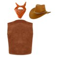 thumbnail image 2 of Zaldita Western Brown Cowboy Vest for Kids Boys Sleeveless Tops with Bandanna and Hat for Disco Club Orange 14, 2 of 5